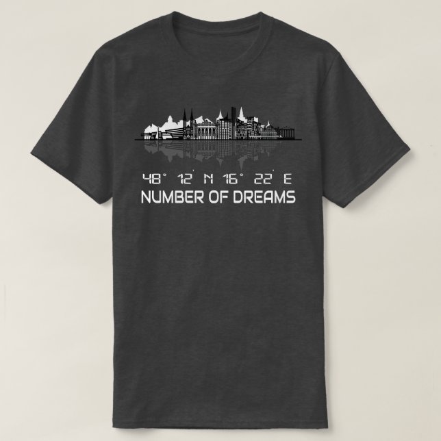 T-shirt Coordonnées GPS Silhouette Skyline Vienna (Design devant)