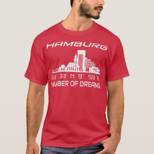 T-shirt Coordonnées GPS Ville Hambourg Skyline Dream City