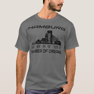 T-shirt Coordonnées GPS Ville Hambourg Skyline Dream City 