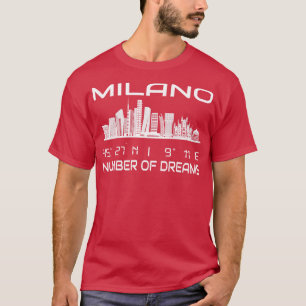 T-shirt Coordonnées GPS Ville Milan Skyline Dream City