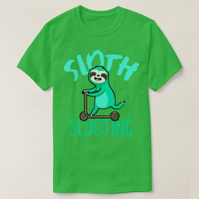 T-shirt Cooter ES amusant Cute Kawaii Sloth Driving Scoote (Design devant)