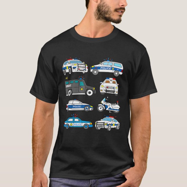 T-shirt Cop Car Design Kids Toddler Véhicules de police SW (Devant)