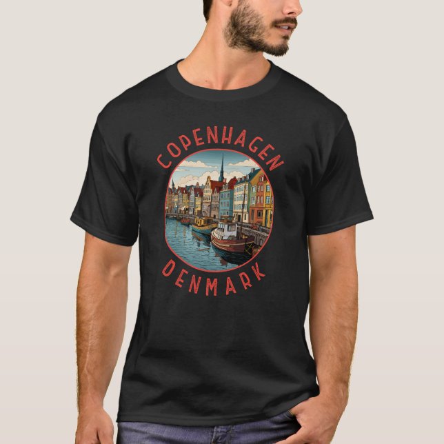 T-shirt Copenhagen Danemark Cercle en détresse rétrograde (Devant)