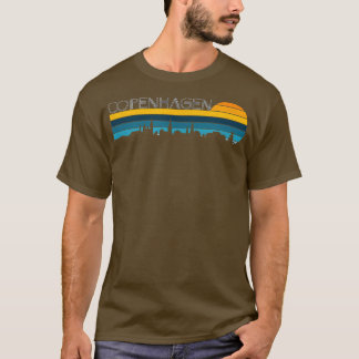 T-shirt Copenhague Skyline Vintage Retro Sunset Kopenhagen