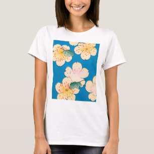 T-shirt Copie de bois de graveur de couleur des fleurs de