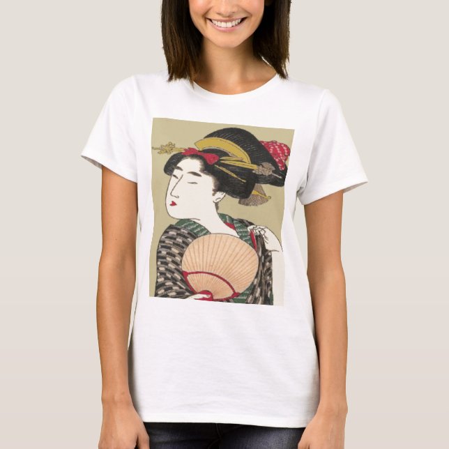 T-shirt copie de carte postale de geisha (Devant)