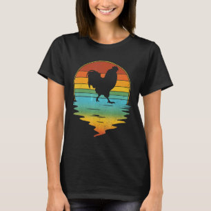 T-shirt Coq 80s Vintage Rétro Coucher de soleil Poulet Cla