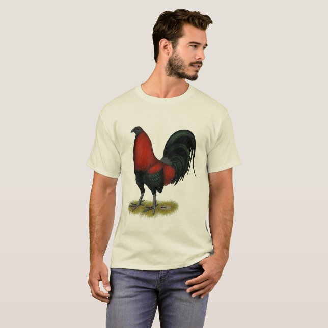 T-shirt Coq américain de rouge de noir de BB de jeu (Devant entier)
