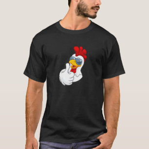 T-shirt Coq Blanc Cool avec Lunettes de Soleil Pouces