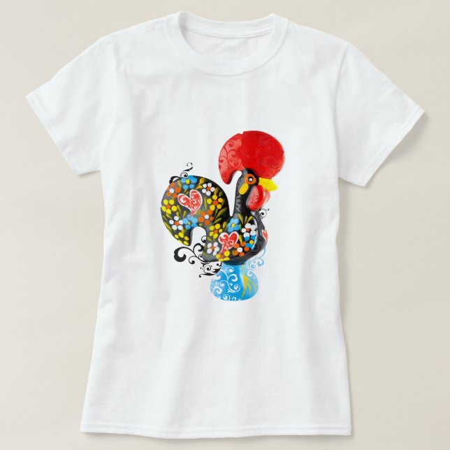 T-shirt Coq célèbre de Barcelos Nr 06 - édition florale (Design devant)