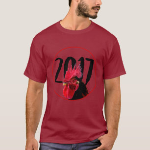 T-shirt Coq chinois Pixelisé Nouvel An 2017 rouge Tee