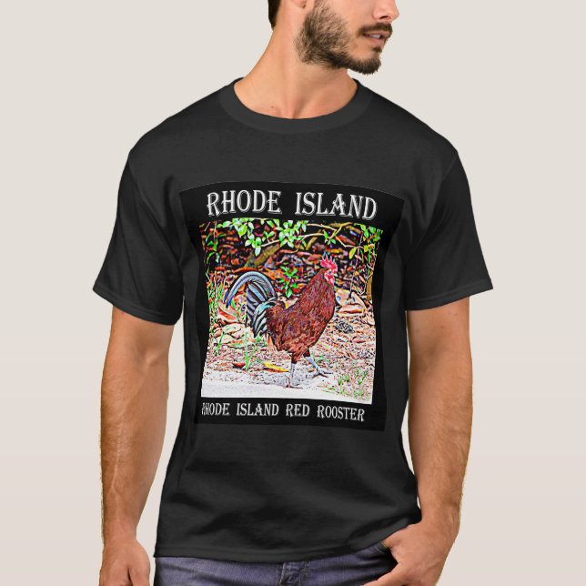 T-shirt Coq de rouge d'île de Rhode (Devant)