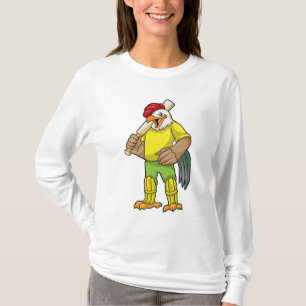 T-shirt Coq en batteur avec batte de cricket