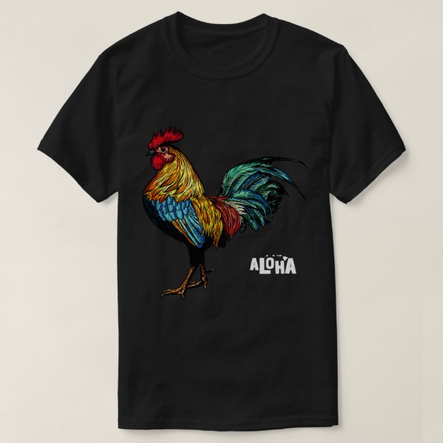 T-shirt coq hawaii aloha hawaiian 157 (Design devant)