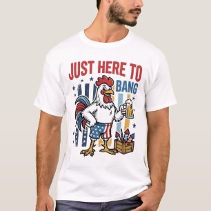 T-shirt Coq Patriotique Feu d'Artifice Vintage Design de T