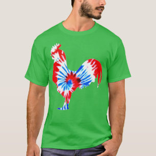 T-shirt Coq patriotique Juillet 4 Fermier Hippie Tie Dye