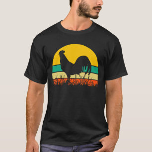 T-shirt Coq Poule Gazon Coucher de Soleil Rétro