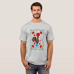 T-shirt Coq traditionnel du Portugal en noir