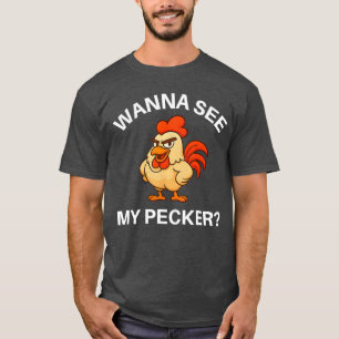 T-shirt Coq Veut Voir Ma Zézette Blagues Drôles Sarcasique