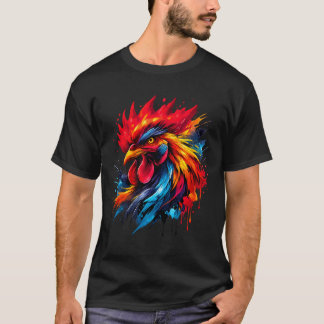 T-shirt Coq Vintage Enthousiaste de Combat de Coq Peint _