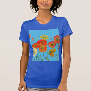 T-shirt Coquelicot floral orange rouge Art aquarelle Fleur