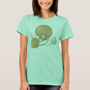 T-shirt Coques d'or et perles