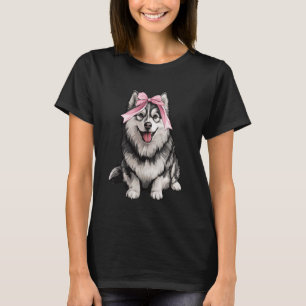 T-shirt Coquette Bow Alaskan Malamute Chien Maman Pink Rib