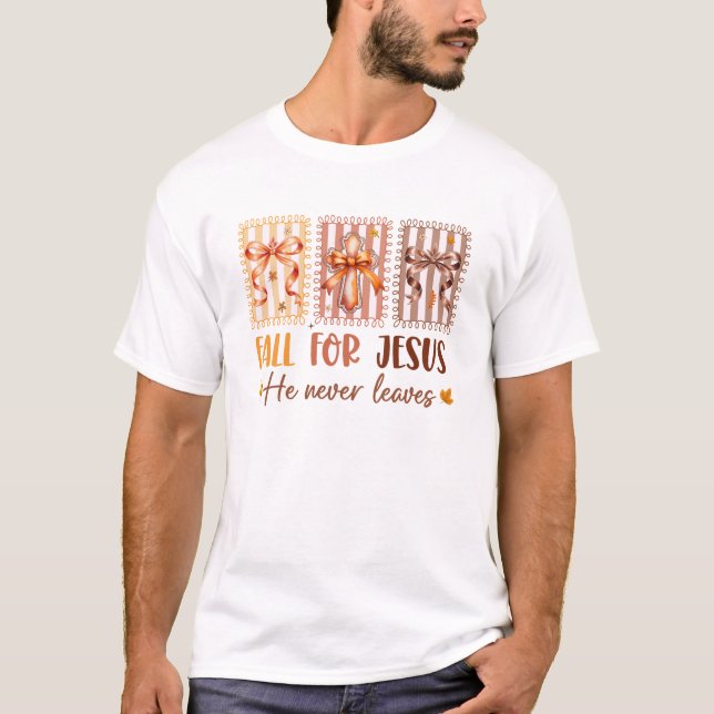 T-shirt Coquette Bow Cross Chute Pour Jésus Il N'A Jamais  (Devant)