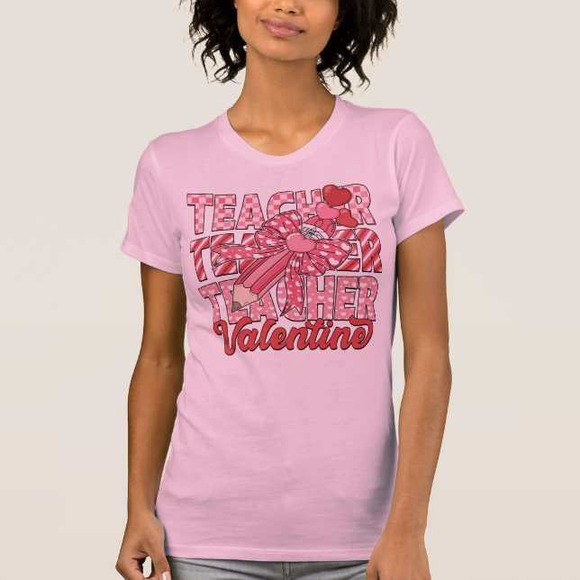 T-shirt Coquette Bow Enseignant Valentine (Devant)