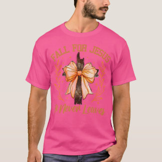 T-shirt Coquette Bow Fall Pour Jésus Automne Il N'A Jamais