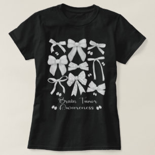 T-shirt Coquette Bow Gris Ribbon Cerveau Conscience de la