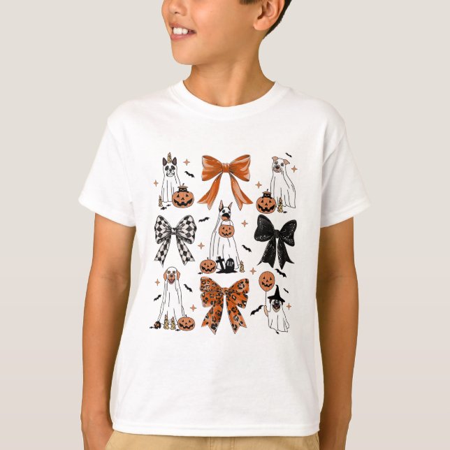 T-shirt Coquette Bow mignon Chiens fantômes Halloween Citr (Devant)