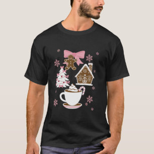 T-shirt Coquette Bow Pain d'épices rose Noël Fille Noël No