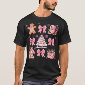 T-shirt Coquette Bow Pain d'épices rose Noël Fille Noël No