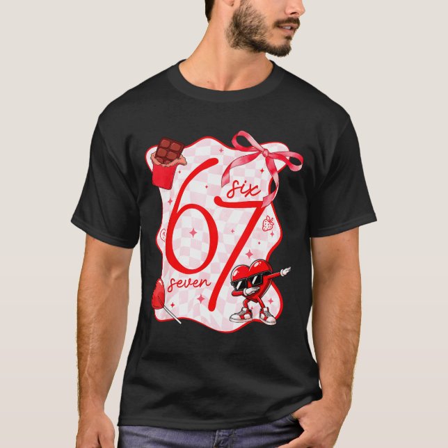 T-shirt Coquette Bow Six Seven 67 Meme Dabbing Heart Valen (Devant)