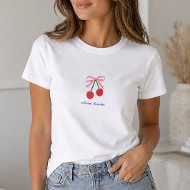 T-Shirt | Coquette Cerise à Nœud Graphique Mignon