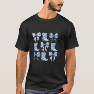 T-shirt Coquette Cowgirl Blue Bow Toile de Jouy Coquette A