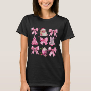 T-shirt Coquette de Noël rose vintage Bow Pink Père Noël C
