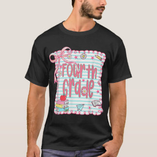 T-shirt Coquette de quatrième année Bow Pink Preppy Back