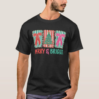 T-shirt Coquette Joyeux Noël brillant Bows Arbre fille Wom