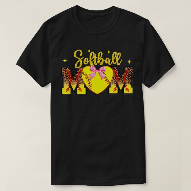 T-shirt Coquette Leopard Softball Mama Amateurs de sport M (Design devant)