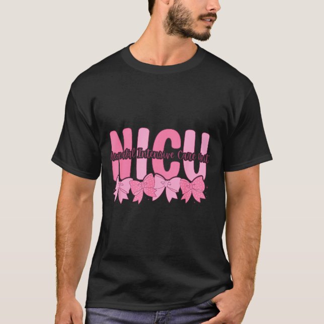 T-shirt Coquette Nicu Nurse Nk Bow Neonatal Intensive Care (Devant)