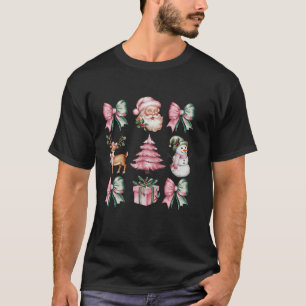 T-shirt Coquette Noël Rose Vaches Père Noël Reindeer S