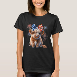 T-shirt Coquette Patriotique Highland Cow 4 Juillet Agricu