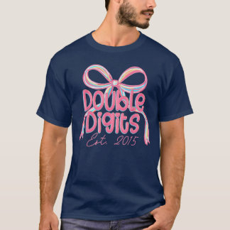 T-shirt Coquette Pink Bowen Double Digits 10th Birthday Es