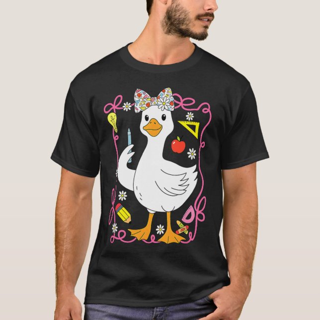 T-shirt Coquette Silly Goose Teacher Retro Preppy Back To  (Devant)