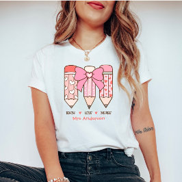 T-shirt Coquette Valentine Teacher Pencils Personalized