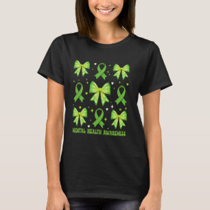 T-shirt Coquette verte Bow Sensibilisation à la santé ment