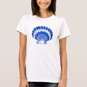 T-shirt Coquillage - bleu cobalt et blanc