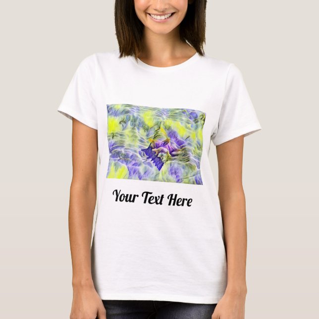 T-shirt Coquillage bleu mer violet aquarelle peinture (Devant)